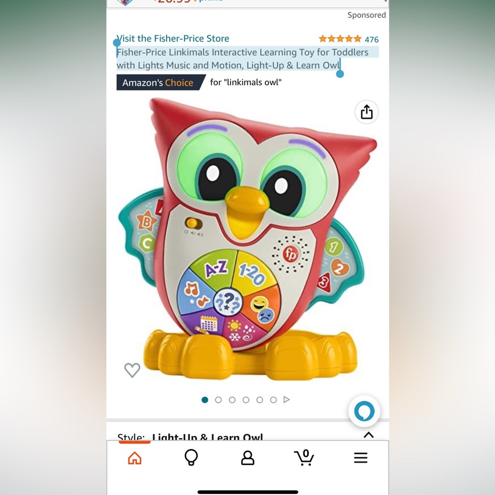 Fisher-Price Linkimals Interactive Toy with Lights Music and Motion Owl